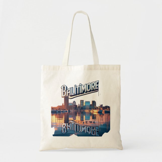 Inner Harbor Reflections: Baltimore Strong Tote Bag (Front)