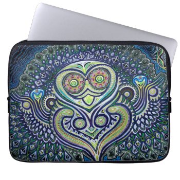'inner Light' (psychedelic Owl) Laptop Sleeve by michaelgarfield at Zazzle