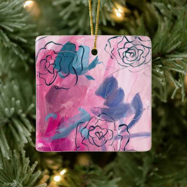 Inner Music - Floral Sketch Ceramic Ornament (Tree)