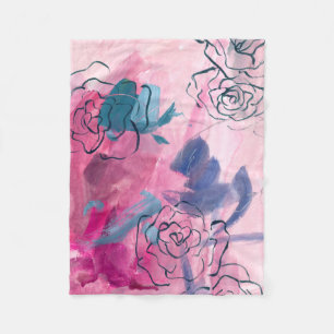 Inner Music - Floral Sketch Fleece Blanket
