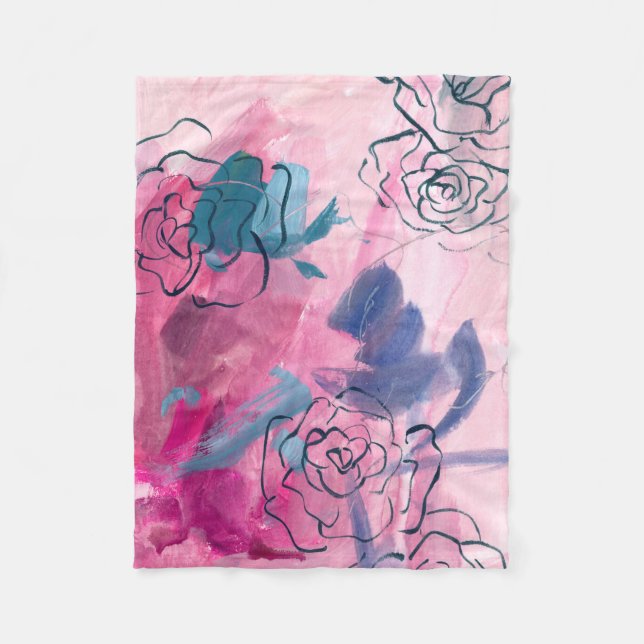 Inner Music - Floral Sketch Fleece Blanket (Front)