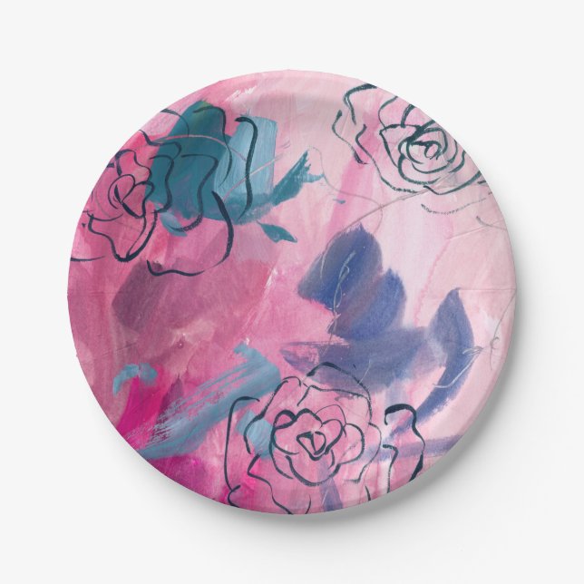 Inner Music - Floral Sketch Paper Plates (Front)