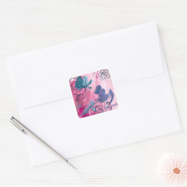 Inner Music - Floral Sketch Square Sticker (Envelope)