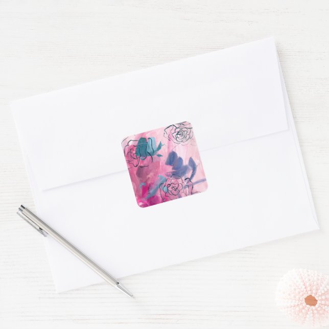 Inner Music - Floral Sketch Square Sticker (Envelope)