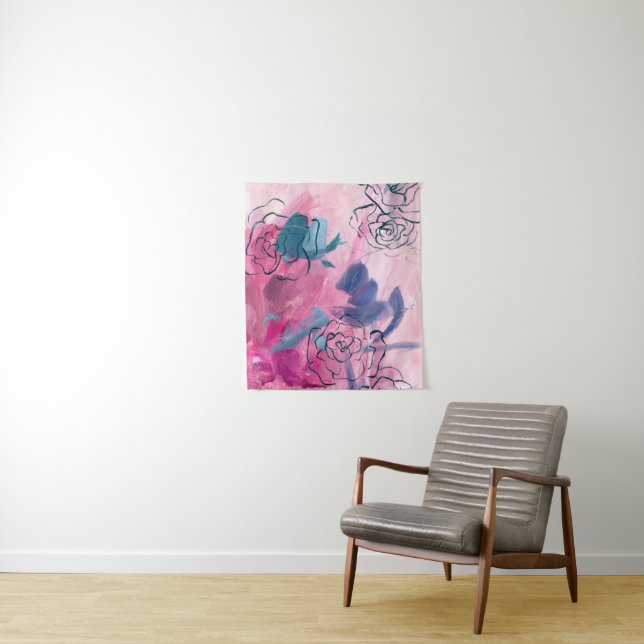 Inner Music - Floral Sketch Tapestry (In Situ)