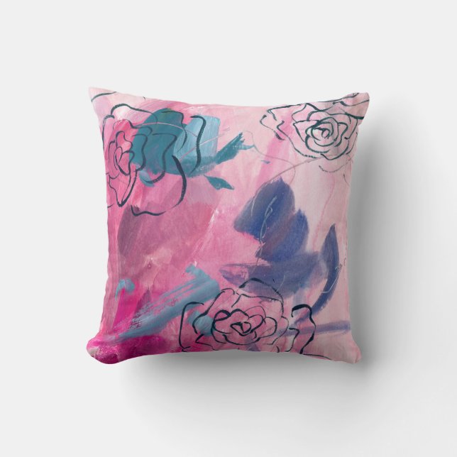 Inner Music - Floral Sketch Throw Pillow (Front)