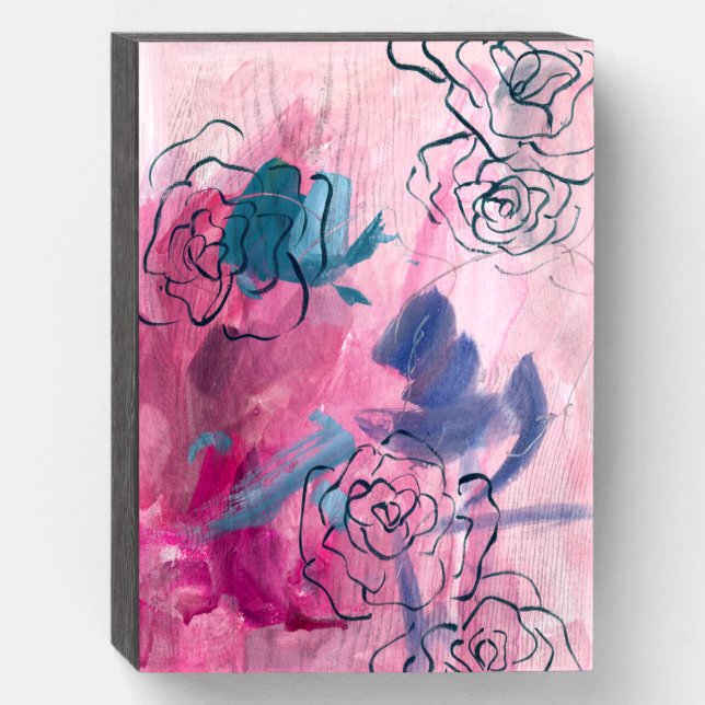 Inner Music - Floral Sketch Wooden Box Sign (Front Vertical)