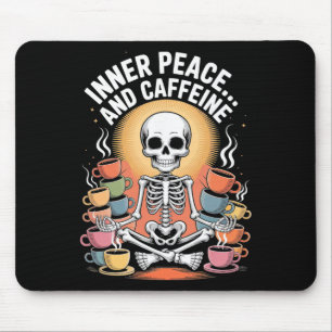 Inner Peace And Caffeine Skeleton Yoga Design _3 Mouse Pad
