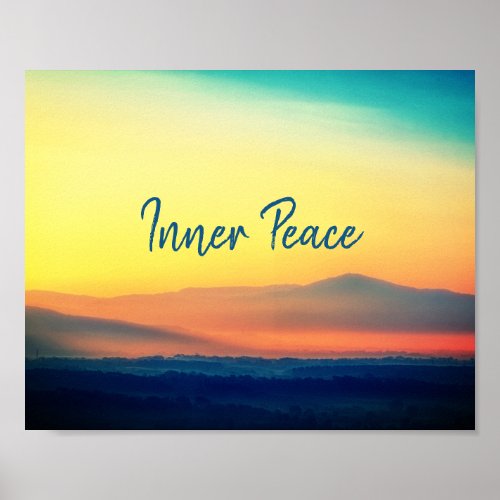 Inner Peace Beautiful Mountain Sunset Poster