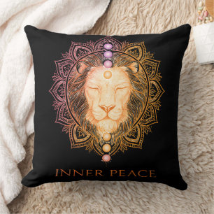 Inner Peace Lion Chakra Design Throw Pillow