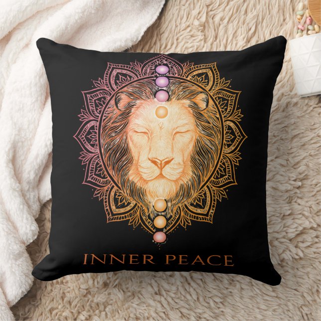 Inner Peace Lion Chakra Design Throw Pillow (Blanket)