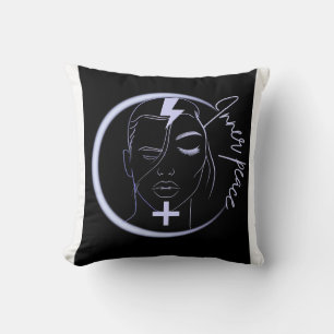 Inner Peace Positive Energy – Minimalist Neon Line Throw Pillow
