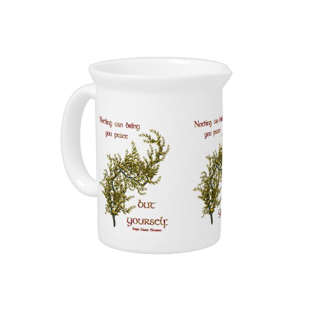 Inner Peace Quote Flowers Inspirational Pitcher (Left)