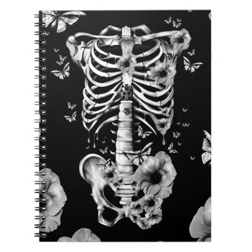 Inner peace rib cage with poppies notebook