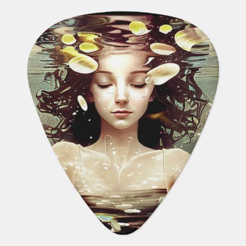 Inner Peace Woman Under Water  AI Artwork Guitar Pick