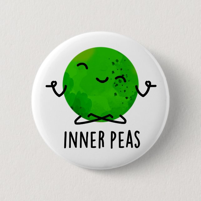 Inner Peas Funny Meditating Pea Pun  Button (Front)