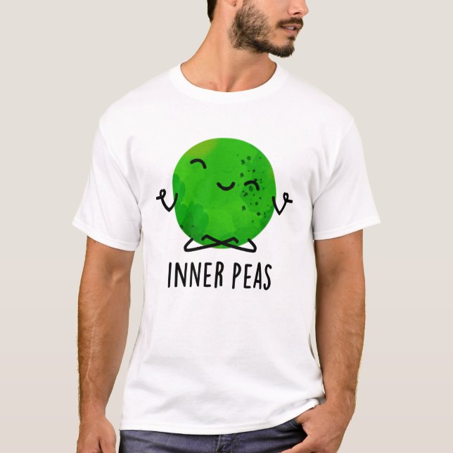 Inner Peas Funny Meditating Pea Pun  T-Shirt (Front)