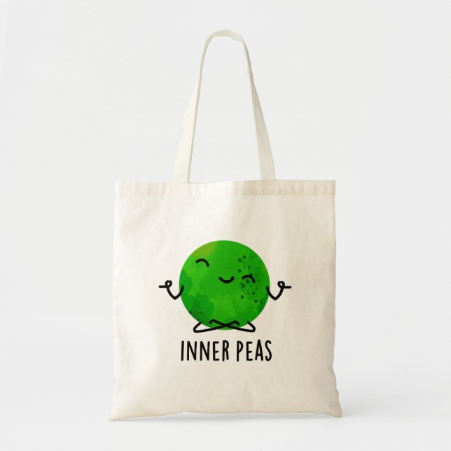 Inner Peas Funny Meditating Pea Pun  Tote Bag (Front)
