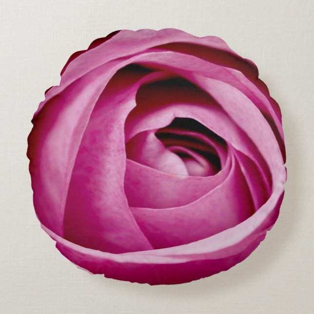 Inner Petals of Rose Bud Round Pillow (Front)