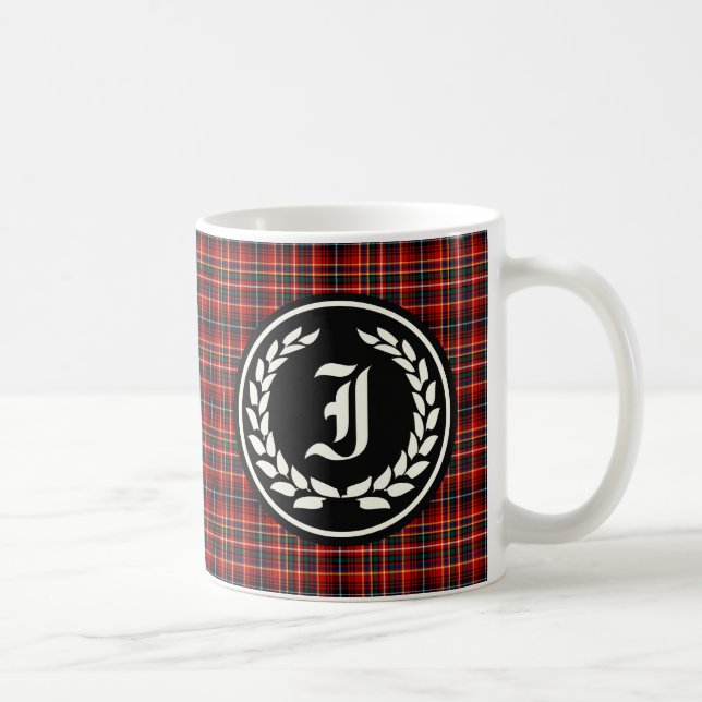 Innes Clan Red Tartan Monogram Coffee Mug (Right)