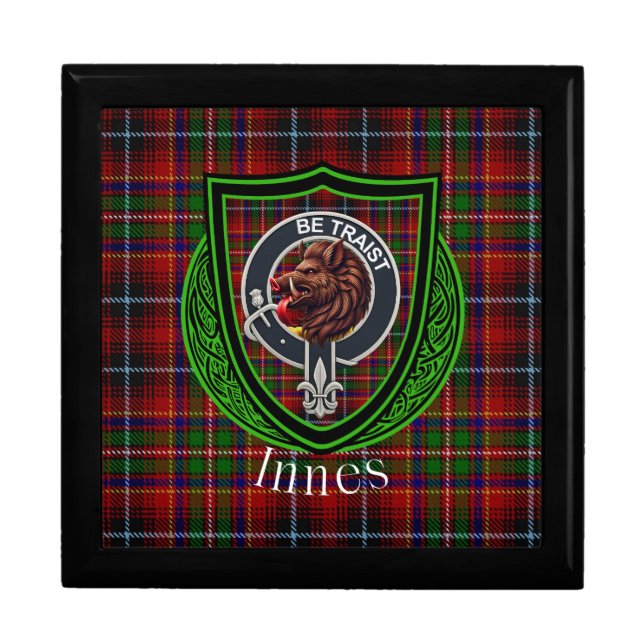 Innes Scottish Clan Tartan & Crest Gift Box (Front)