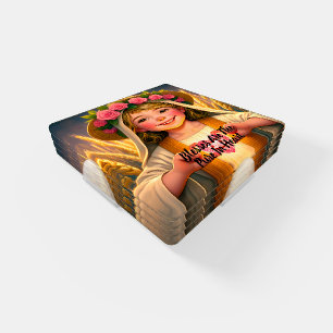 Innocence Captured: Little Girl Tenderly Holding H Coaster Set