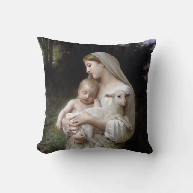 Innocence (Madonna and Child), Bouguereau Throw Pillow (Front)
