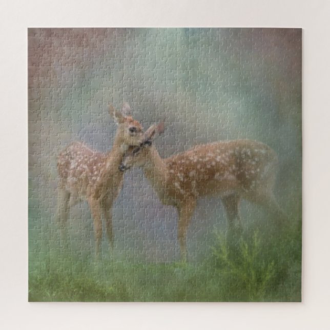 Innocence of deer pastel contemporary animal art jigsaw puzzle (Vertical)