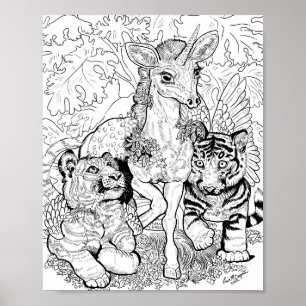 'Innocence of the new' unicorn Coloring Page Poster