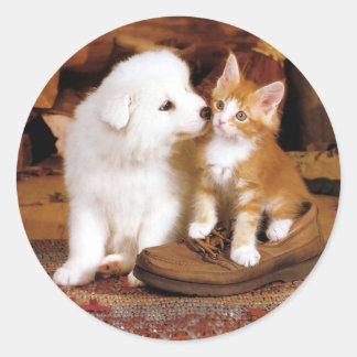 Innocence, Puppy and Kitten Classic Round Sticker