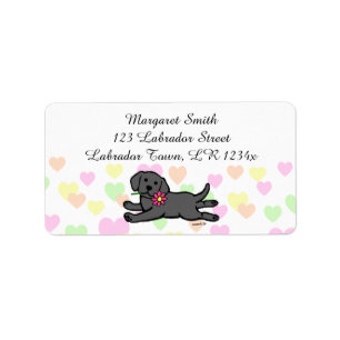 Innocent Black Labrador Puppy Cartoon Label