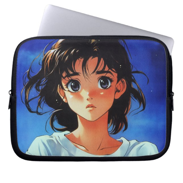 Innocent Gaze Anime Girl Laptop Sleeve (Front)