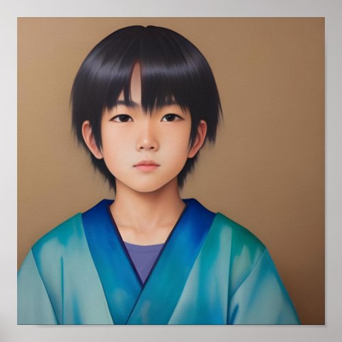 Innocent Hope A Japanese Boy in Kimono Poster