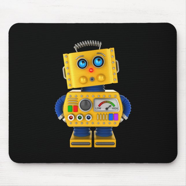 Innocent looking toy robot mouse pad (Front)