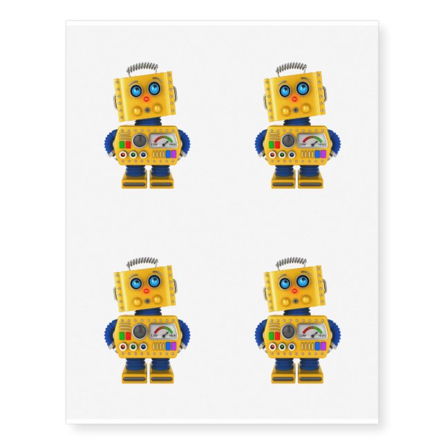 Innocent looking toy robot temporary tattoos (Front)