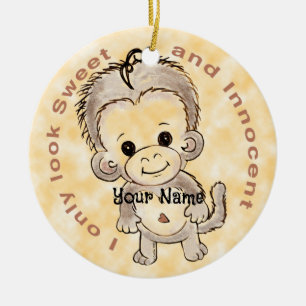 Innocent Monkey Ceramic Ornament