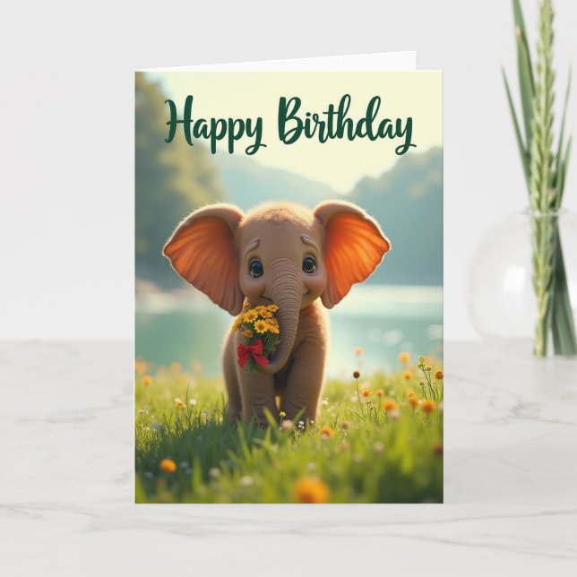 Innocent Pachyderm Birthday Card (Front)