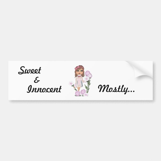 Innocent, Sweet , &,  Mostly... Quantum Cutie Girl Bumper Sticker (Front)