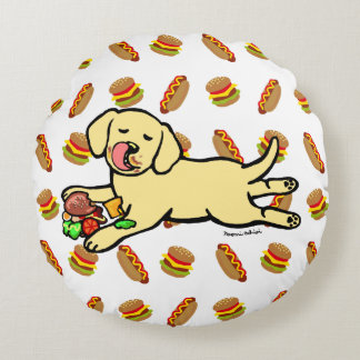 Innocent Yellow Labrador Puppy Cartoon Round Pillow