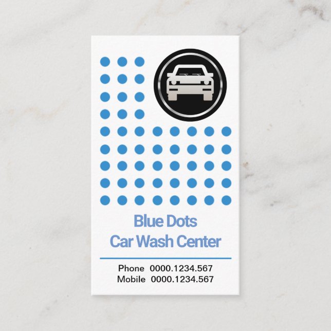 Innovative Creative Blue Water Drops Car Wash Business Card (Front)