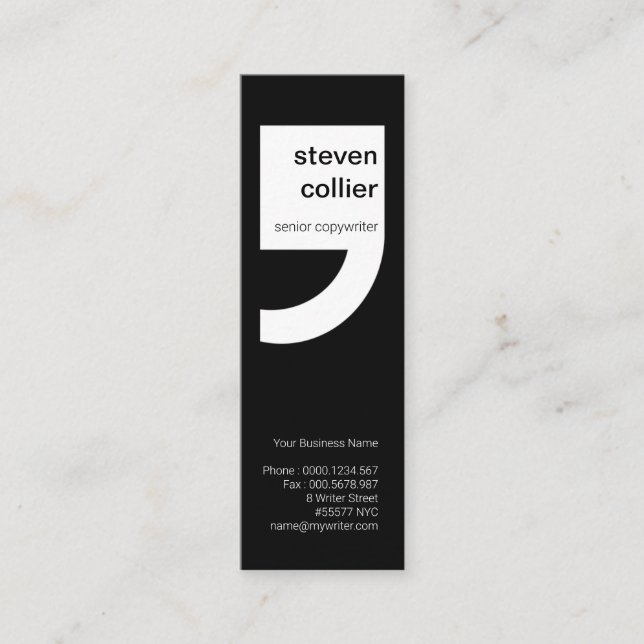 Innovative White Quotation Mark Writing Mini Business Card (Front)