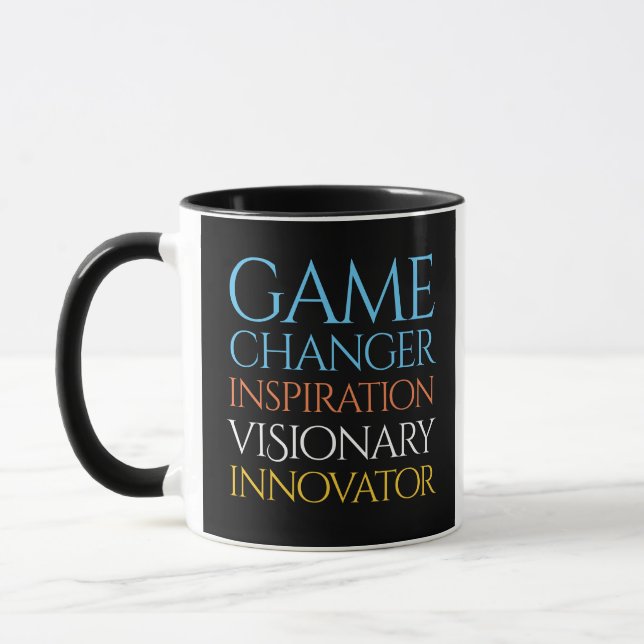 Innovator Gamechanger Visionary Creative Tag Cloud Mug (Left)