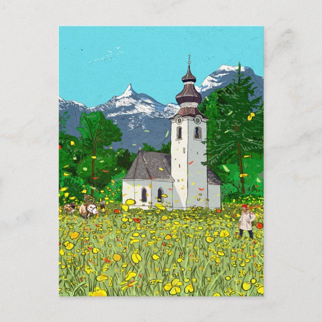  Innsbruck Austria Landscape Whimsical Art Postcard (Front)