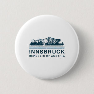 Innsbruck Austria Mountains Austrian Skiing Vintag Button