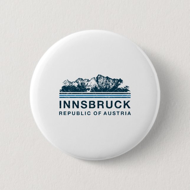 Innsbruck Austria Mountains Austrian Skiing Vintag Button (Front)