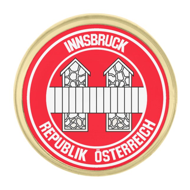 Innsbruck Round Emblem Gold Finish Lapel Pin (Front)