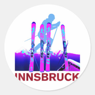 Innsbruck skiing & snowboarding retro 90s classic round sticker
