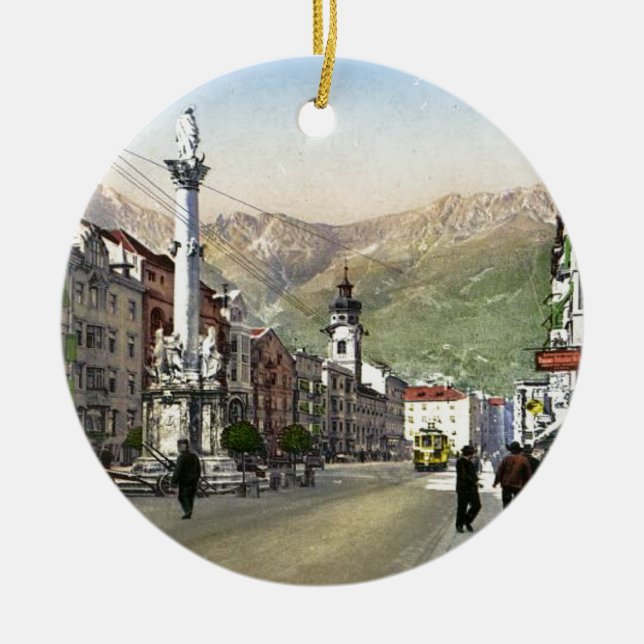Innsbruck, Tram in  Maria Theresa Starsse Ceramic Ornament (Front)