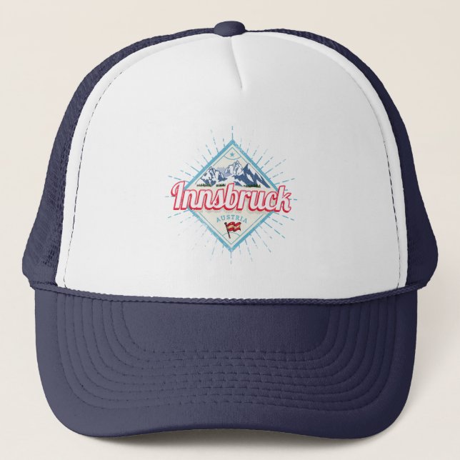 Innsbruck Tyrol Austria Retro Alps Vintage Trucker Hat (Front)