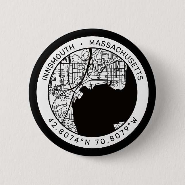 Innsmouth City Map Lovecraft Button (Front)